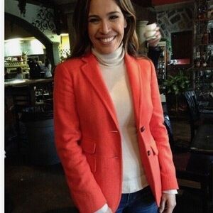J Crew  Orange Wool Herringbone Tweed Jacket